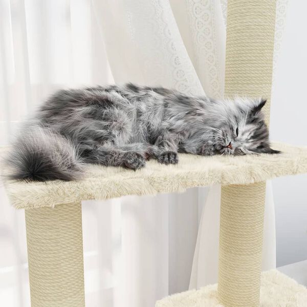 vidaXL Cat Tree with Sisal Scratching Posts Cream 155 cm