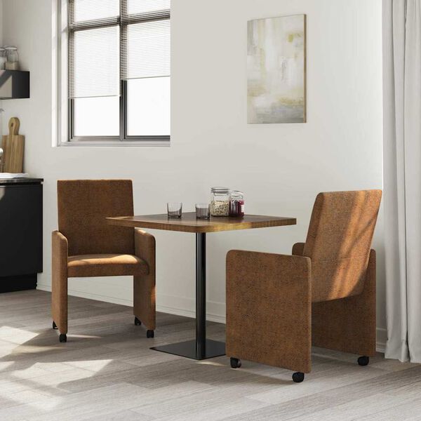 vidaXL Dining Chairs with Wheels 2 pcs Brown 57 x 66 x 94 cm