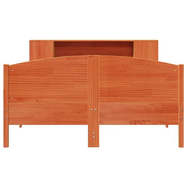 vidaXL Bookcase Bed without Mattress Wax Brown 120x200cm Solid Wood Pine