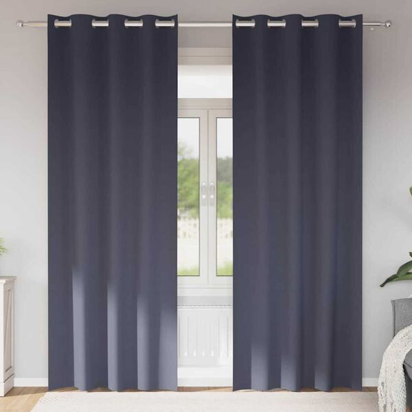 vidaXL Blackout Curtains with Rings 2 pcs Anthracite 245 x 140 cm