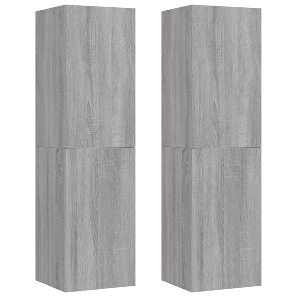 vidaXL Wall-mounted TV Cabinets 2 pcs Grey Sonoma 30.5x30x110 cm