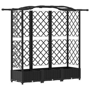 vidaXL Raised Bed with Trellis and Roof Black 163 x 40 x 126 cm PP
