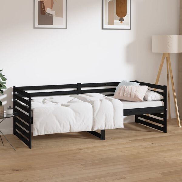vidaXL Day Bed without Mattress Black 80x200cm Solid Wood Pine