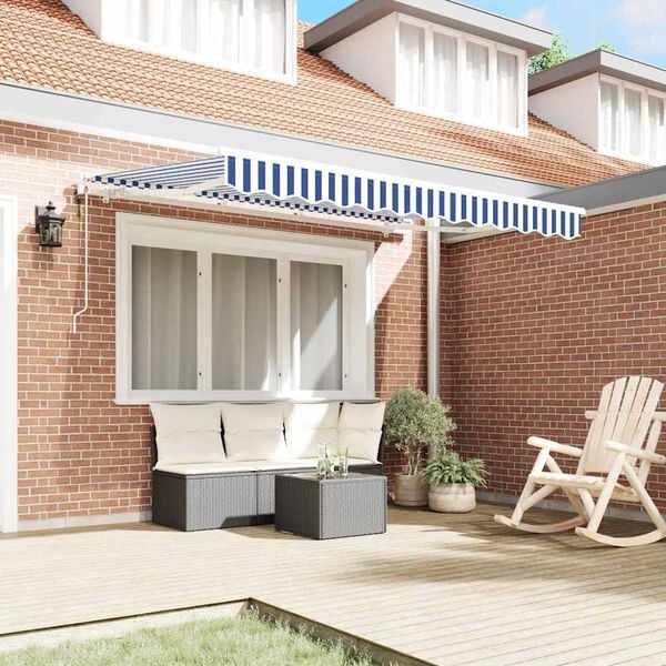 vidaXL Retractable Awning Blue and White 250 x 200 cm