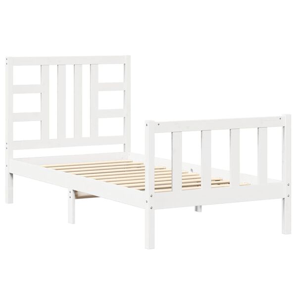vidaXL Bed Frame without Mattress White 90x190 cm Single Solid Wood Pine