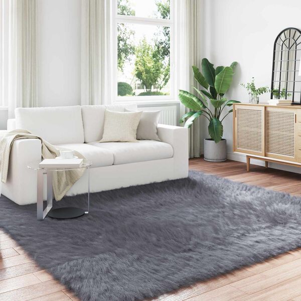 vidaXL Faux Sheepskin Rug Tafalla Anthracite 240 x 240 cm Polyester