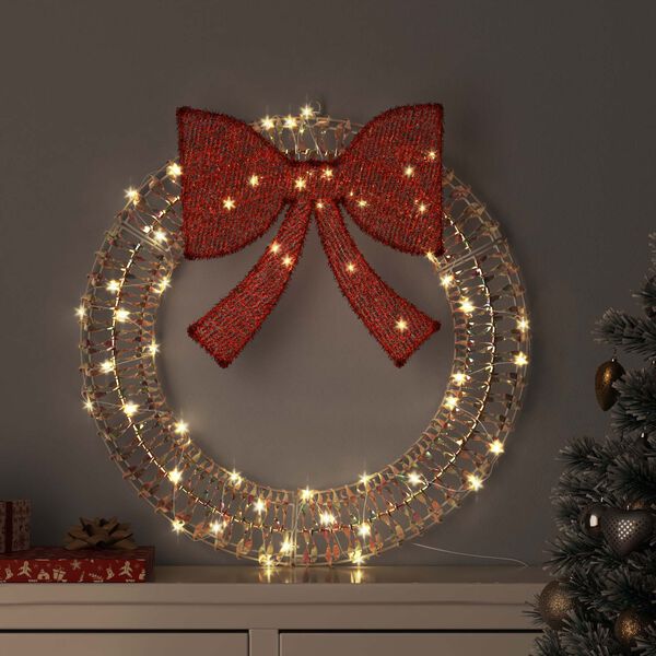 vidaXL Wreath with 60 LEDs Warm white 76 x 76 x 8 cm PET