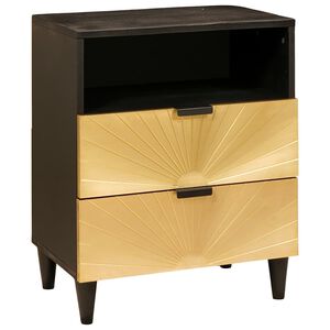 vidaXL Bedside Table Black and Gold 50 x 33 x 62 cm Engineered Wood