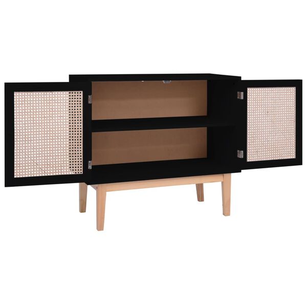 vidaXL Sideboard Black 88.5x40x80 cm MDF and Rattan