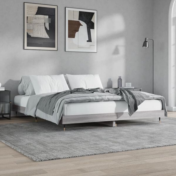 vidaXL Bed Frame without Mattress Grey Sonoma 120x200 cm Engineered Wood