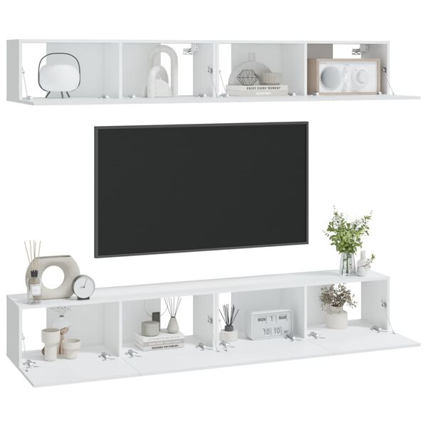 vidaXL Wall TV Cabinets 4 pcs White 100x30x30 cm