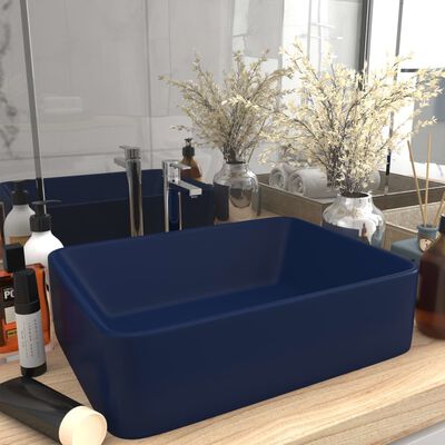 vidaXL Luxury Wash Basin Matt Dark Blue 41x30x12 cm Ceramic