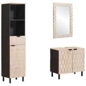 vidaXL Bathroom Sets 3 pcs White Wash Finish Solid Mango Wood