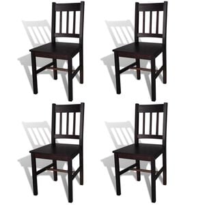 vidaXL Dining Chairs 4 pcs Dark Brown Pinewood