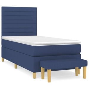 vidaXL Box Spring Bed with Mattress Blue 80x200 cm Fabric