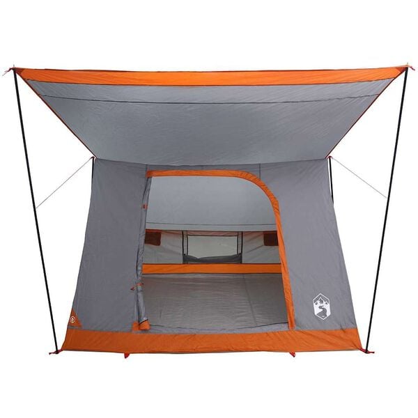 vidaXL Camping Tent Grey and Orange 223 x 163 x 130 cm Taffeta