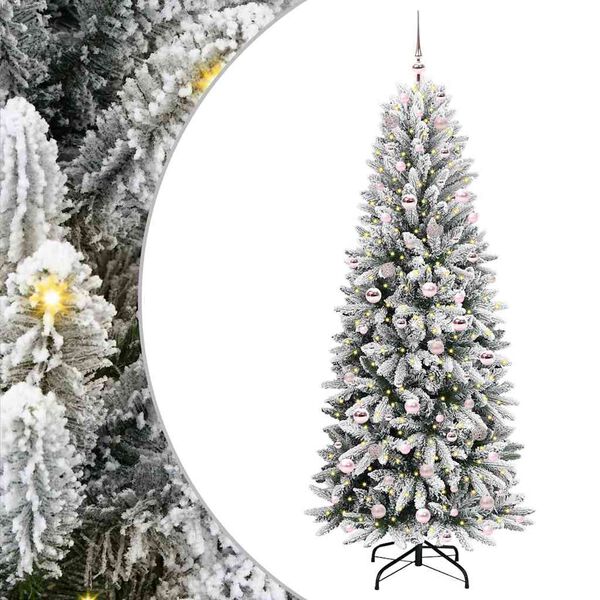 vidaXL Artificial Christmas Tree with 300 LEDs with Stand White 210 cm