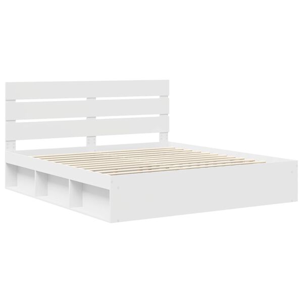 vidaXL Bed Frame with Headboard White 180 x 200 cm Solid Pine Wood