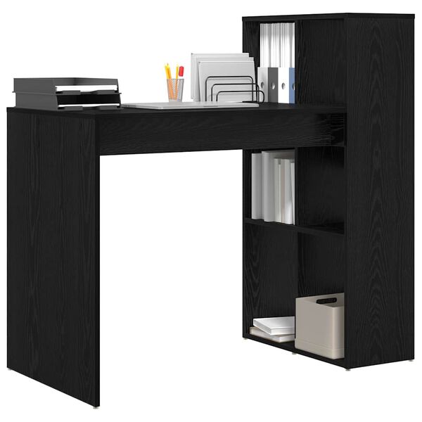 vidaXL Desk with Shelf Black Oak 108 x 55 x 103.5 cm Engineered Wood