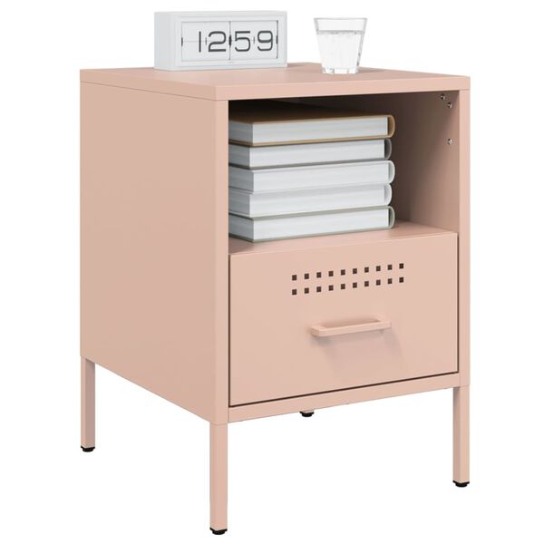 vidaXL Bedside Cabinets 2 pcs Pink 36x39x50.5 cm Steel