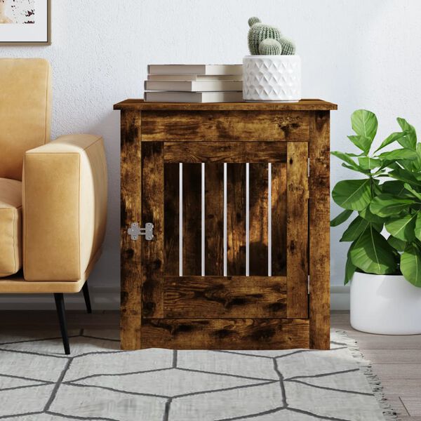 vidaXL Dog Crate Furniture Smoked Oak 64.5x80x71 cm Engineered Wood