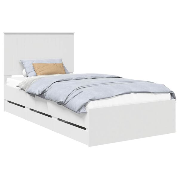 vidaXL Bed Frame with Drawer White 100 x 200 cm Engineer Wood