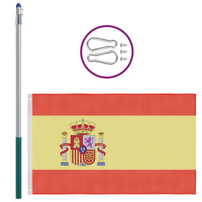 vidaXL Spain Flag and Pole Aluminium 6 m