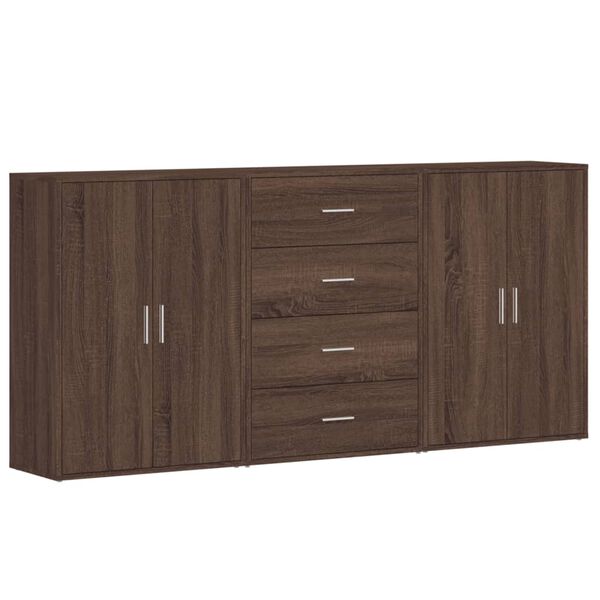 vidaXL Sideboards 3 pcs Brown Oak 60x31x84 cm Engineered Wood