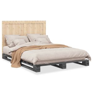 vidaXL Bed Frame without Mattress Grey 140x200 cm Solid Wood Pine