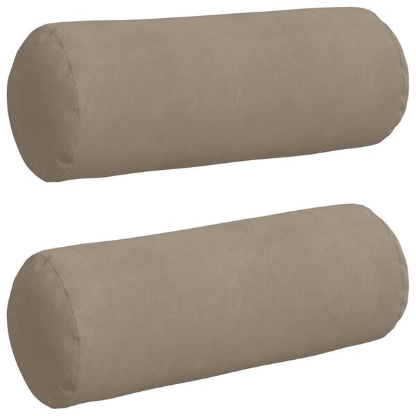 vidaXL Bolster Pillows 2 pcs Taupe Ø 25 x 70 cm Microfibre Fabric
