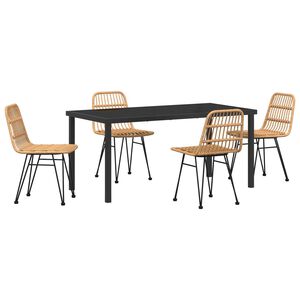 vidaXL Garden Dining Set 5 pcs Brown Powder-Coated Steel