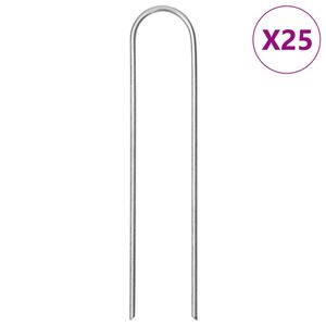 vidaXL Ground Pegs U Shape 25 pcs 15x3.5 cm Galvanised steel