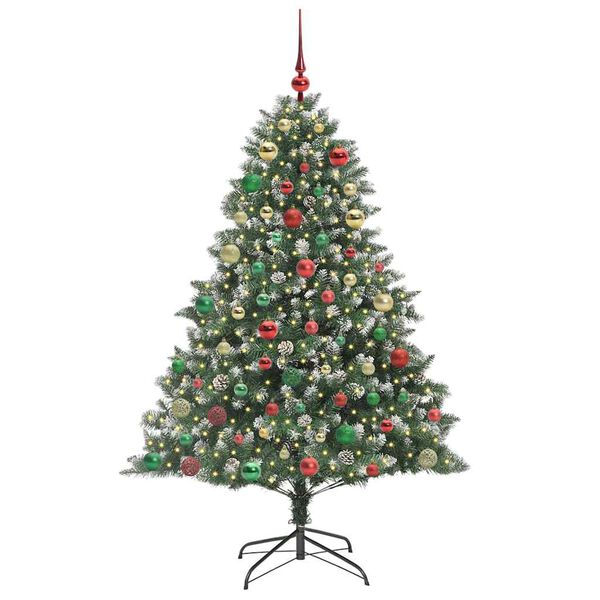 vidaXL Artificial Christmas Tree with 300 LEDs with Stand Green 180 cm