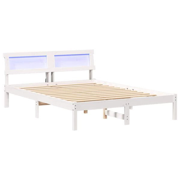 vidaXL Bed Frame with Headboard White 120 x 200 cm Solid Pine Wood