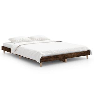 vidaXL Bed Frame without Mattress Smoked Oak 135x190 cm Double Engineered Wood