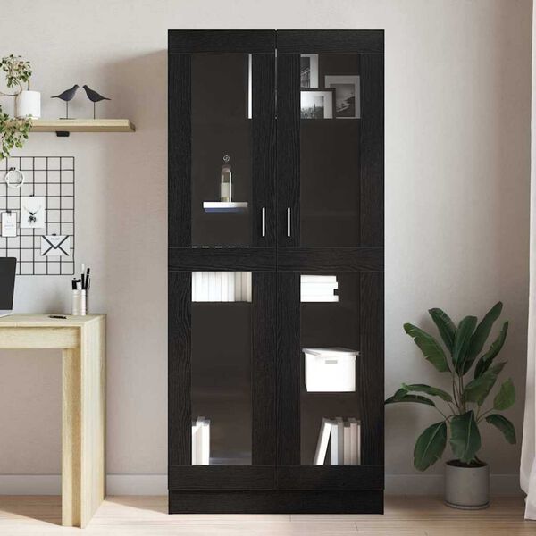 vidaXL Book Cabinet Black oak 82.5 x 30.5 x 185 cm Engineered Wood