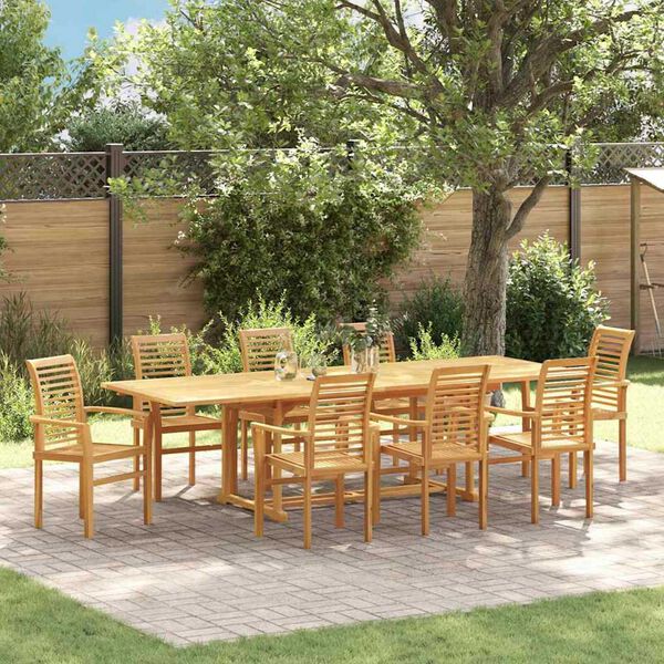 vidaXL Garden Dining Set 9 pcs Brown Solid teak wood