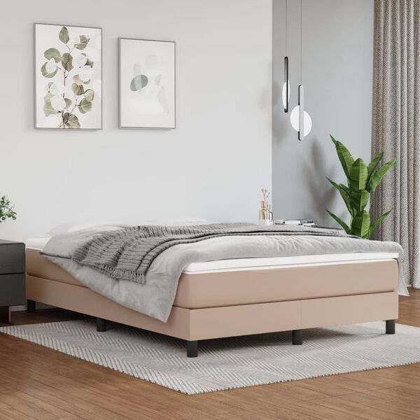 vidaXL Pocket Spring Bed Mattress Cappuccino 140x190x20 cm Faux Leather
