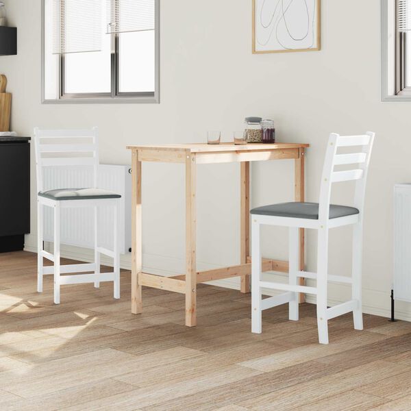 vidaXL Dining Chairs 2 pcs White 40 x 47.5 x 99.5 cm Solid Rubber Wood