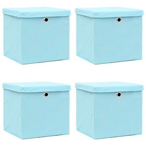 vidaXL Storage Boxes with Lids 4 pcs Baby Blue 32x32x32 cm Fabric