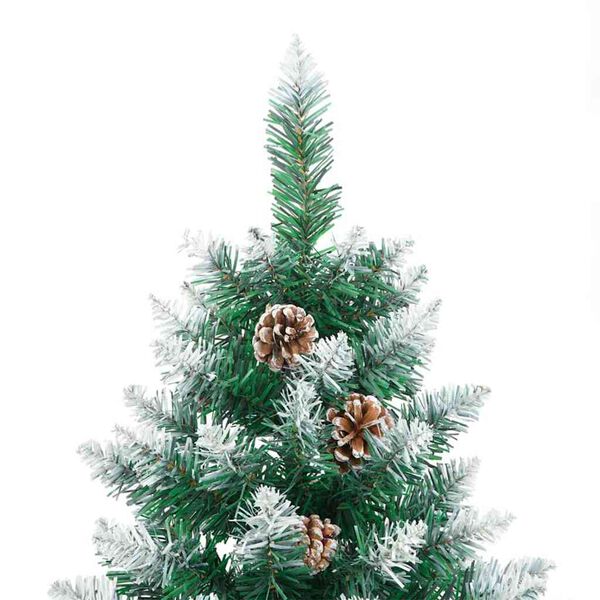 vidaXL Slim Christmas Tree Green 210 cm PVC and Solid Pine wood