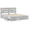 vidaXL Bed Frame with Drawer Concrete Grey 200 x 200 cm Engineer Wood