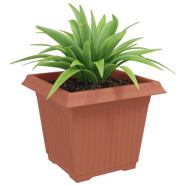 vidaXL Square Flower Pot 6 pcs Brick Red 28.5 x 28.5 x 22 cm Plastic