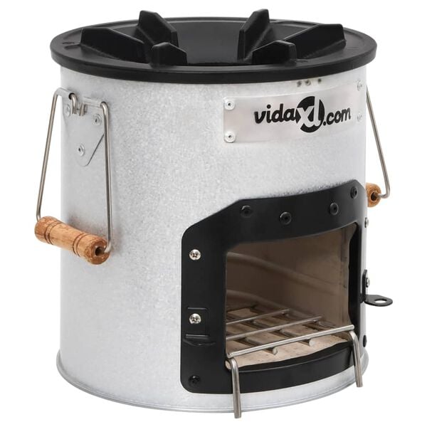 vidaXL Camping Wood Stove Silver 45x25x26 cm Steel