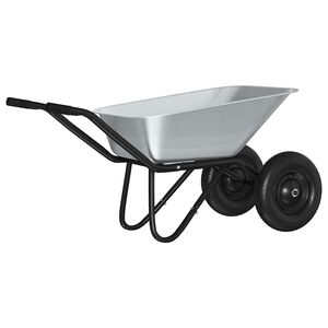 vidaXL Wheelbarrow Silver and Black 137 x 60 x 65.5 cm Steel