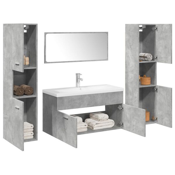 vidaXL 5 Piece Bathroom Furniture Set Concrete Grey Engineered Wood