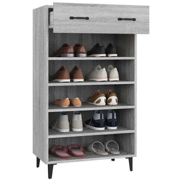 vidaXL Shoe Cabinet Grey Sonoma 60x35x105 cm Engineered Wood