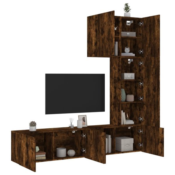 vidaXL 5 Piece TV Wall Units Smoked Oak Engineered Wood
