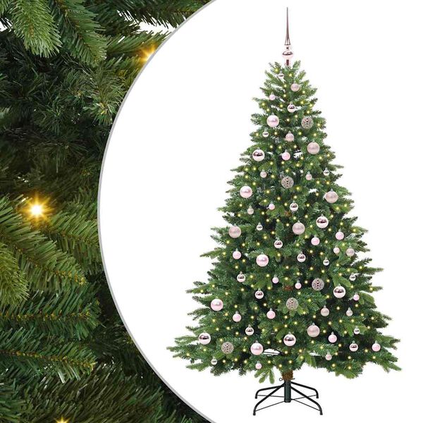 vidaXL Artificial Christmas Tree with 300 LEDs Green 180 cm PE and PVC