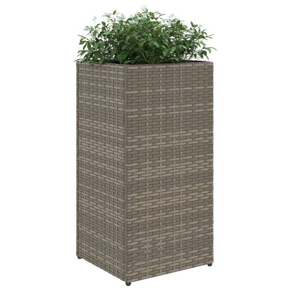 vidaXL Garden Planter Grey 30x30x60 cm Poly Rattan